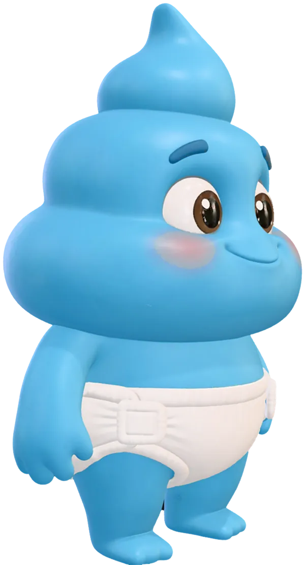 Poopie standing in a three-quarter view, tall and teardrop-tipped
