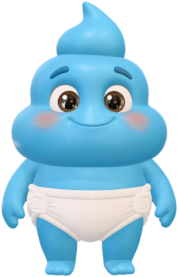 Poopie smiling, front view